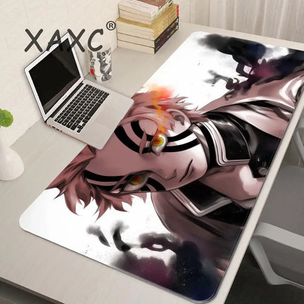 Japan Anime Desk Mat XL PC Akaza Gamer Cabinet Keyboard Rug Laptop Ghost D-demon Slayer Mouse Pad Black And White Manga Mousepad