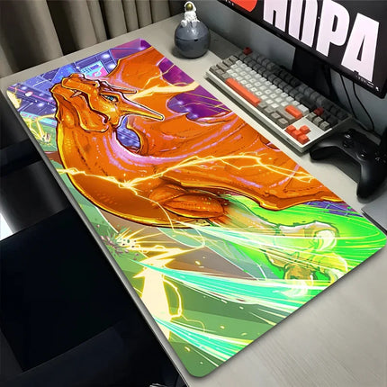 Mouse Pad Lockedge Large P-pokemon Charizard Gaming Accessories Computer Gamer Keyboard Pad Mouse Mat Desk XXL Mousepad for Gift