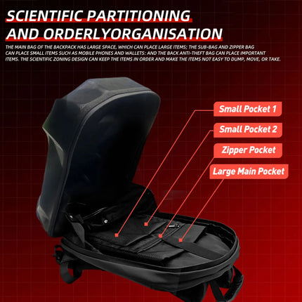 LED Backpack Large Capacity LOY DIY Programmable X Shape LED Screen Cycling Bag Motorcycle Bicycle Helmet Storage Bag Hard Shell