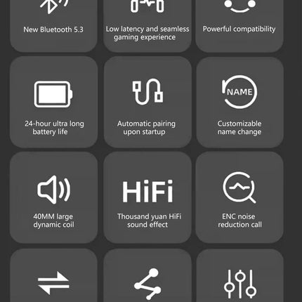 Wireless Over-Ear Headphones with ANC Noise Cancellation, Dual-Mode Design, Chip 5.4, Surround Sound, Button Control, Long Batte