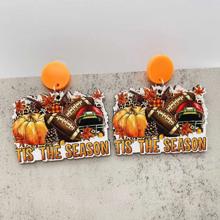 2024 New Autumn Thanksgiving Earrings Turkey Pumpkin Maple Leaf Wooden Earrings Women's Thanksgiving Festival Jewelry