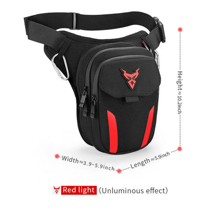 LED Red Light Motorcycle Leg Bag Thigh Belt Hip Bum Waterproof Ride Cycling Biker Waist Bag Fanny Pack Moto Travel Hiking Pocket