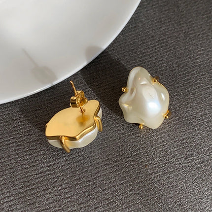 2022 New Elegant French Irregular Baroque Pearl Earrings for Women Simple Temperament Fashion Jewelry Girl Exquisite Accessories