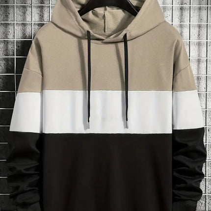 Men's Hoodie Color Block Print Sweatshirts For Men Harajuku Hooded Shirt Pullover Casual Clothes Streetwear Top Men's Clothing