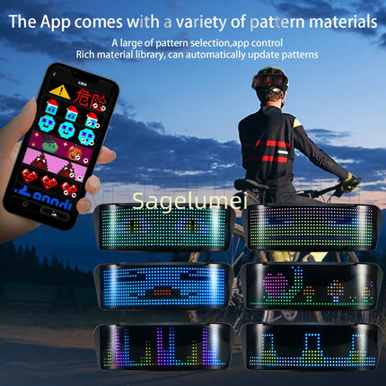 NEW APP Programmable LED Screen DIY Led Helmet Display Motorcycle Helmet Warning Light Night Riding RGB Bike Helmet Taillight