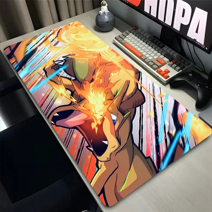 Mouse Pad Lockedge Large P-pokemon Charizard Gaming Accessories Computer Gamer Keyboard Pad Mouse Mat Desk XXL Mousepad for Gift