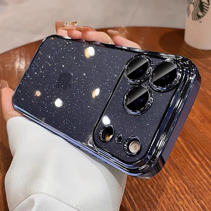Plating Glittering Sparkle Transparent Phone Case For iPhone 17 Lens Camera Protection Slim Cover