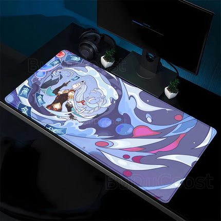 Game Yumemizuki Mizuki Furina Mavuika Raiden Mousepad XXL Large Genshin Impact Mouse Pad Non-slip Keyboard office Anime Desk Mat