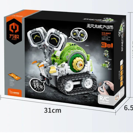 3 in 1 Technical RC Robot Dinosaur Building Blocks City Snail Racing Car Remote Control Bulldozer Truck Bricks Toys Kids Gifts