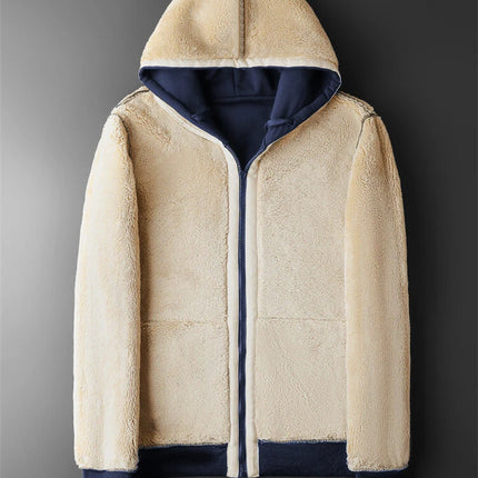 Winter Lambswool Coats Thicken Warm Jackets Long Sleeve Zipper Hoodies Casual Sports Fleece Black Coat Hooded Men Women Jacket