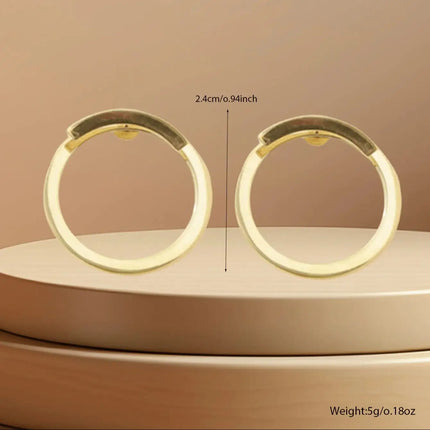 1 pair of retro geometric circular earrings on the back, fashionable and personalized design for women.