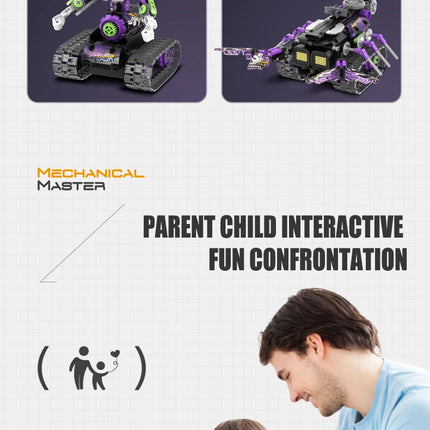 549PCS Integrated Robot Esports Girl Scorpion 3-in-1 Programming Remote Control Electric Assembly Building Block Model Toys Gift