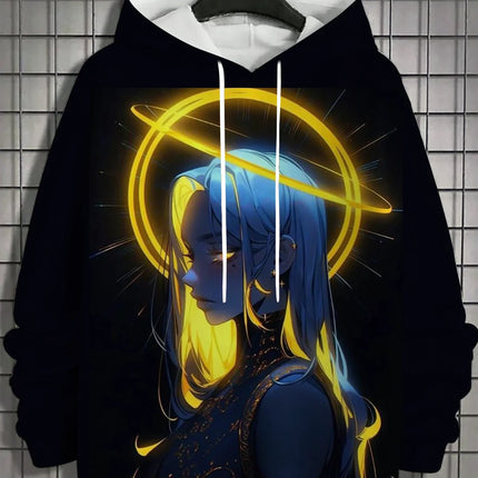 Vintage Men's Hoodie 3d Print nymphet Tops  Cartoon Girl Graphics Long Sleeve Hoodie Fashion Men's Top Oversized Streetwear Tees