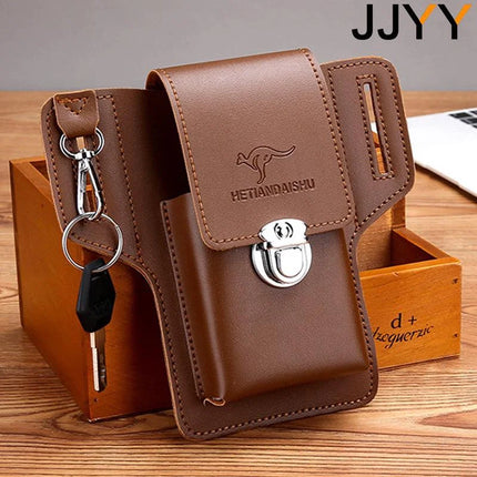 Stonego 1PC Multifunctional Men's Leather Mobile Phone Bag Belt Clip Mobile Phone Case Travel Hiking Mobile Phone Case Belt Bag