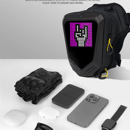 Smart LED Screen Riding Leg Bag Motorcycle Locomotive Multifunctional Waterproof Gaiters Crossbody Storage Travel Hiking Bag
