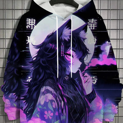 Vintage Men's Hoodie 3d Print nymphet Tops  Cartoon Girl Graphics Long Sleeve Hoodie Fashion Men's Top Oversized Streetwear Tees