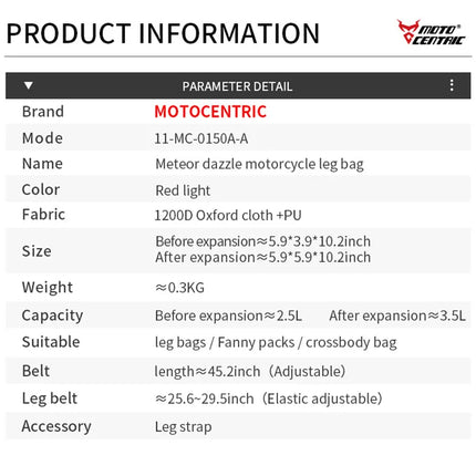 LED Red Light Motorcycle Leg Bag Thigh Belt Hip Bum Waterproof Ride Cycling Biker Waist Bag Fanny Pack Moto Travel Hiking Pocket