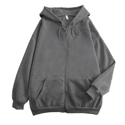 Autumn Trendy Men's Hoodie Solid Color Zip Up Loose Jacket Coats Casual Long Sleeve Hooded Sweatshirt Outdoor  Male Clorhes