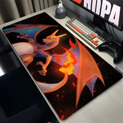 Mouse Pad Lockedge Large P-pokemon Charizard Gaming Accessories Computer Gamer Keyboard Pad Mouse Mat Desk XXL Mousepad for Gift