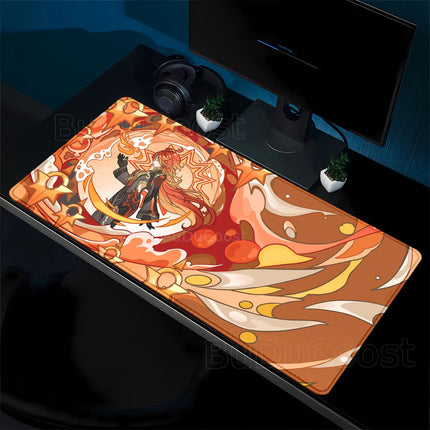 Game Yumemizuki Mizuki Furina Mavuika Raiden Mousepad XXL Large Genshin Impact Mouse Pad Non-slip Keyboard office Anime Desk Mat