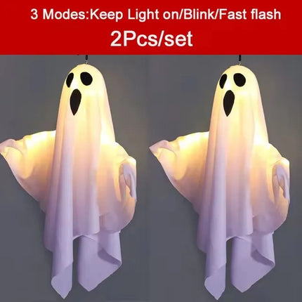 LED Glow Ghost Party Halloween Decoration for Home Indoor Outdoor Haunted House Bar Hanging Horror Props with Lights