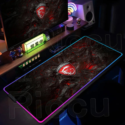 RGB MSI Pc Gaming Keyboard Expansion Mouse Pad LED Glowing Mat Anti-slip Rubber Backlight Esports Game Laptop Home Office Setup