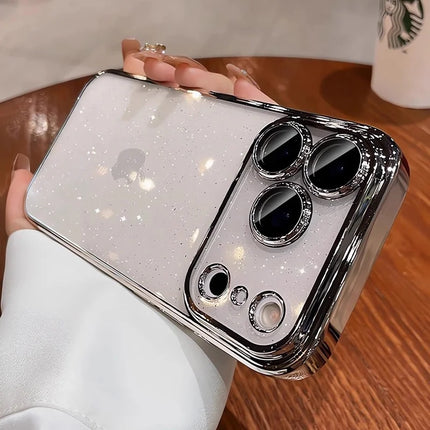 Plating Glittering Sparkle Transparent Phone Case For iPhone 17 Lens Camera Protection Slim Cover