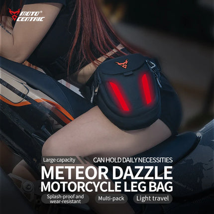 LED Light Drop Leg Bag Motorcycle Waterproof Waist Bag Hip Bum Fanny Pack For Outdoor Riding Cycling Hiking Fishing Climbing