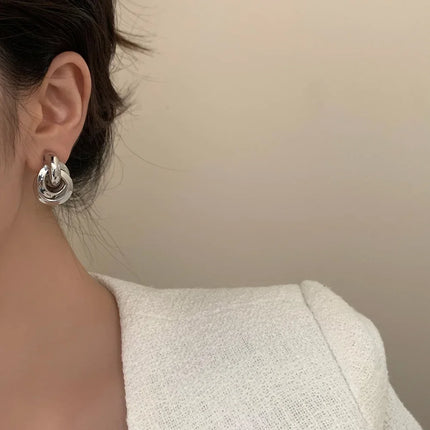 Round Stud Earrings for Women Trendy Fine Jewelry Minimalist Exaggerated  Accessories