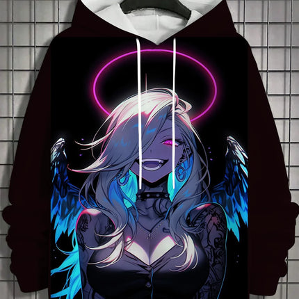 Vintage Men's Hoodie 3d Print nymphet Tops  Cartoon Girl Graphics Long Sleeve Hoodie Fashion Men's Top Oversized Streetwear Tees
