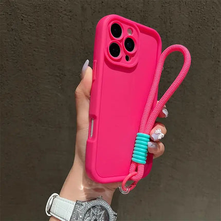 Luxury Colorful Lanyard Soft Silicone Phone Case For iPhone 17 16 15 14 13 12 11 Pro Max 16E X XR XS Max 7 8 16 Plus 17Air Cover