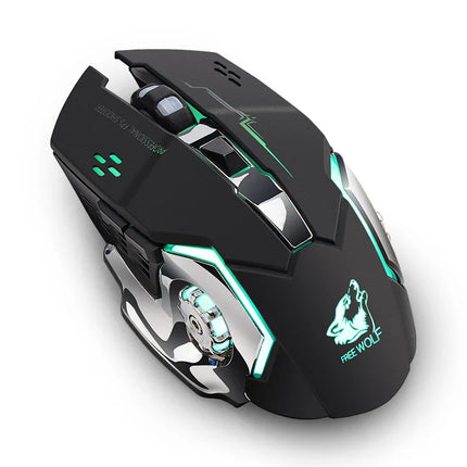 Free Wolf X8 Wireless Game Mouse Mute  Backlit Mechanical Mouse Ergonomic Charging Optical Mouse for PC Laptop Desktop