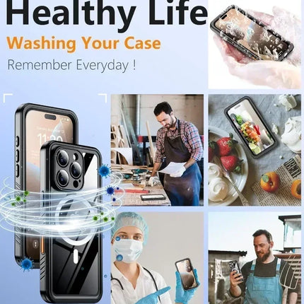IP68 Waterproof Case For iPhone 17 16 15 Pro Max Plus Full Body Protective Cover Swim Underwater Diving Magsafe Magnetic Fundas