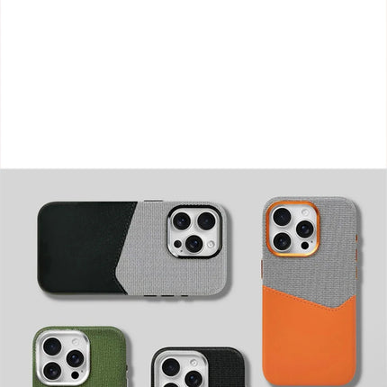 Card Holder Pocket MagSafe Leather Case Compatible with iPhone 17 Wireless Charging Protective Case