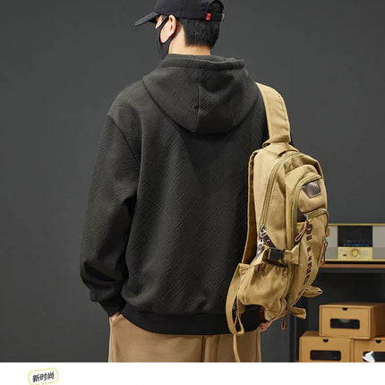 2025 New in Men's Hoodie Half Zip Long Sleeve Oversize Hooded Sweatshirt Male Spring Clothes Loose Fit Zip-up Golf Wear Big Size