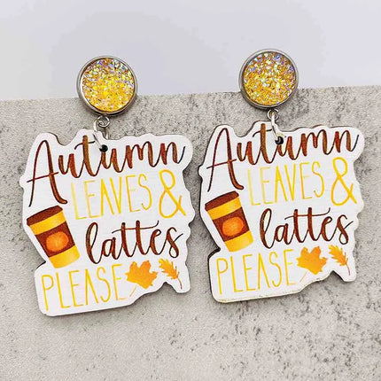 2024 New Autumn Thanksgiving Earrings Turkey Pumpkin Maple Leaf Wooden Earrings Women's Thanksgiving Festival Jewelry