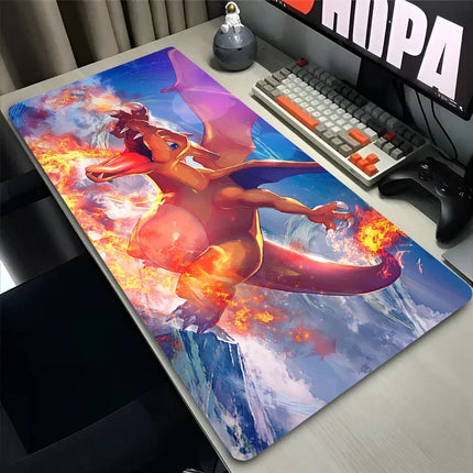 Mouse Pad Lockedge Large P-pokemon Charizard Gaming Accessories Computer Gamer Keyboard Pad Mouse Mat Desk XXL Mousepad for Gift