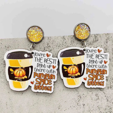 2024 New Autumn Thanksgiving Earrings Turkey Pumpkin Maple Leaf Wooden Earrings Women's Thanksgiving Festival Jewelry