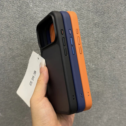 Luxury Orange Shield Matte Transparent Phone Case For iPhone 17 Pro Max 17 Pro 17Air Metal Buttons Skin Feel Shockproof Cover
