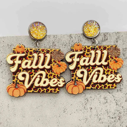 2024 New Autumn Thanksgiving Earrings Turkey Pumpkin Maple Leaf Wooden Earrings Women's Thanksgiving Festival Jewelry