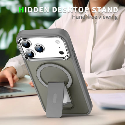 Luxury For Magsafe Phone Case For iPhone 17 Magnetic Wireless Charge Folding Stand Holder Matte Cover Cases