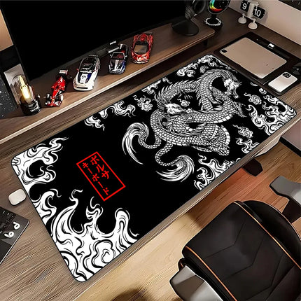 Japanese Great Wave Off/Chinese Style Dragon Mouse Pad for Gamer Setup Gaming Mousepad Rubber Keyboard Pads Pc Desk Mat 50x100cm