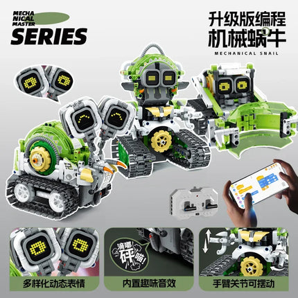 3 in 1 Technical RC Robot Dinosaur Building Blocks City Snail Racing Car Remote Control Bulldozer Truck Bricks Toys Kids Gifts