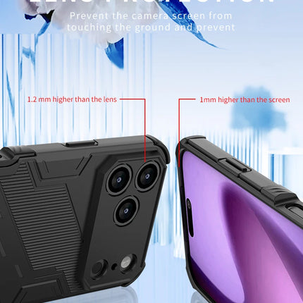 New Solid Armor Cyber Shockproof Phone Case For iPhone 17 Pro Max 17 AIR With Stand Holder Cover Protective Shell