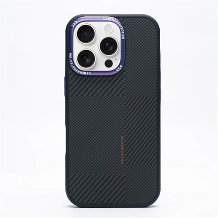 Matte Carbon Fiber Texture MagSafe Phone Case For iPhone 17 Wireless Charging Alloy Lens Protective Cover