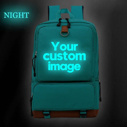 Customize Your Logo Name Image Backpack School Bags for Teenagers Girls Boys Harajuku Custom Diy Luminous Backpacks Rucksack