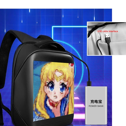 Motorcycle Bags Smart Led Pixel APP Display Screen Intelligent Advertising Business bag Waterproof Moto Riding Creative Backpack