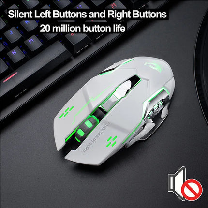 Free Wolf X8 Wireless Game Mouse Mute  Backlit Mechanical Mouse Ergonomic Charging Optical Mouse for PC Laptop Desktop