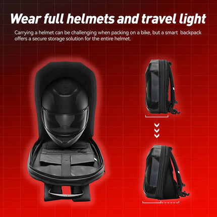 LED Backpack Large Capacity LOY DIY Programmable X Shape LED Screen Cycling Bag Motorcycle Bicycle Helmet Storage Bag Hard Shell