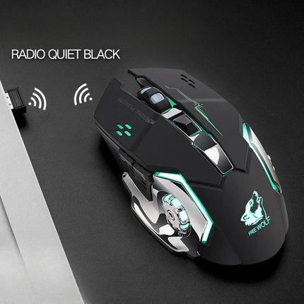 Free Wolf X8 Wireless Game Mouse Mute  Backlit Mechanical Mouse Ergonomic Charging Optical Mouse for PC Laptop Desktop